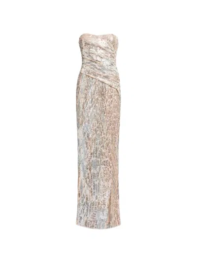 Elie Saab Sequin-embroidered Strapless Maxi Dress In Gold