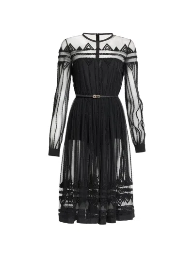 Elie Saab Sequin-embroidered Tulle Midi Dress In Black