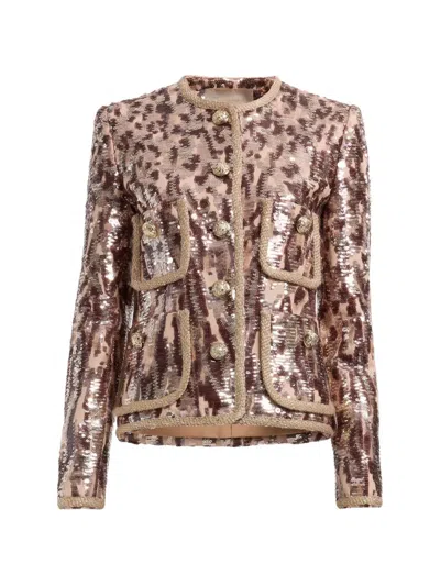 Elie Saab Sequin-embroidered Tweed Jacket In Multi