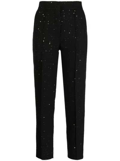 Elie Saab Sequinned High-waist Cropped Trousers In Black