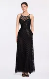 Elie Saab Sequins Embroidered Midi Dress In Black
