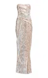 Elie Saab Sequins Embroidered Tulle Long Dress In Multi