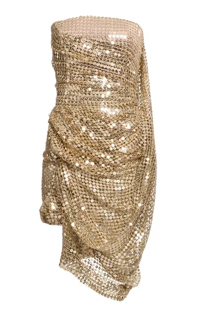 Elie Saab Sequins Short Dress In Gold