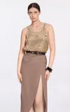 Elie Saab Sequins Tank Top In Brown