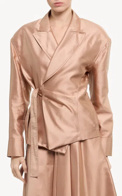 Elie Saab Shantung Silk-blend Jacket In Metallic