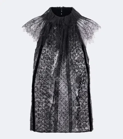 Elie Saab Sheer Lace Top In Black