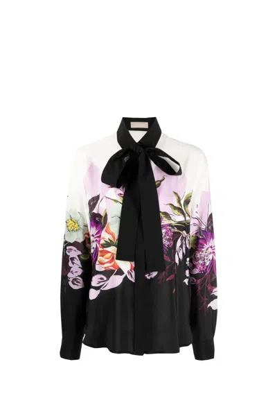 Elie Saab Floral-print Silk Shirt In Black