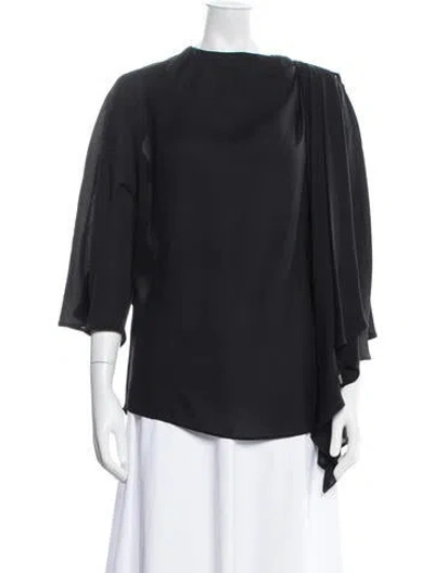 Pre-owned Elie Saab Silk Asymmetrical Blouse In Black