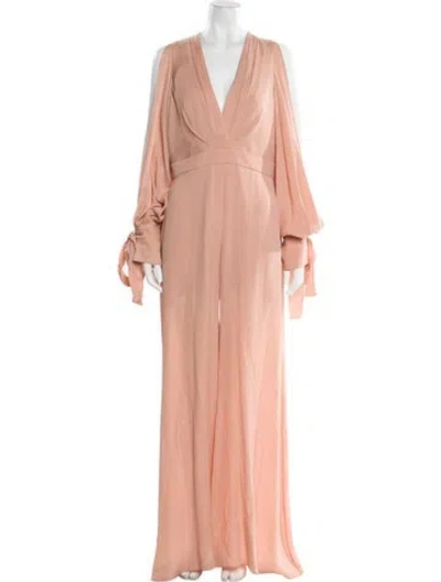 Pre-owned Elie Saab Silk Cowl Neck Jumpsuit In Pink