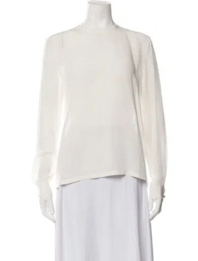 Pre-owned Elie Saab Silk Crew Neck Blouse In Neutrals