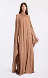 Elie Saab Silk Georgette Caftan Gown In Tan