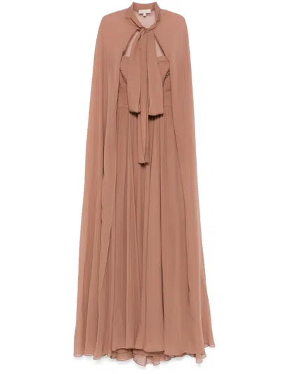 Elie Saab Silk Gown In Brown