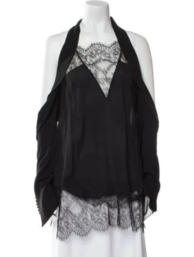 Pre-owned Elie Saab Silk Halterneck Blouse In Black