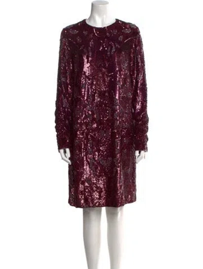 Pre-owned Elie Saab Silk Knee-length Dress In Burgundy