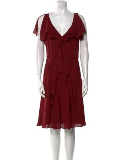 Pre-owned Elie Saab Silk Knee-length Dress In Burgundy