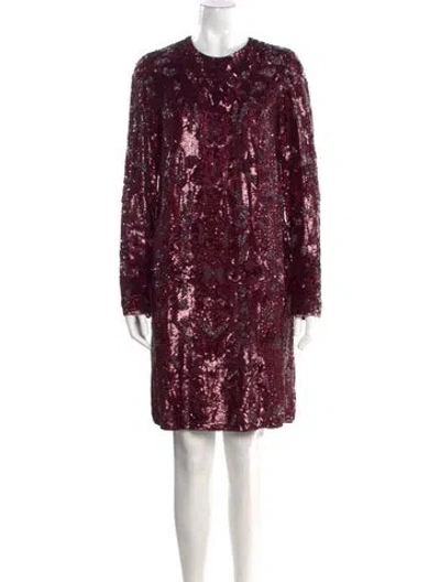 Pre-owned Elie Saab Silk Knee-length Dress In Burgundy