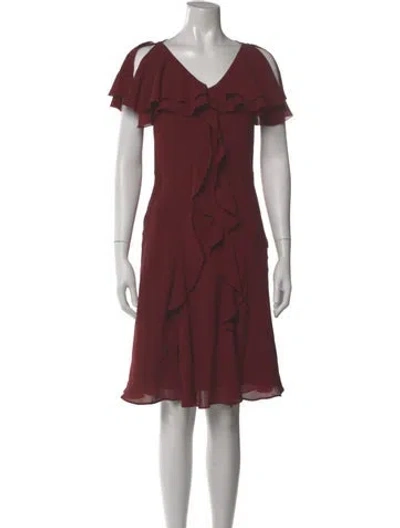 Pre-owned Elie Saab Silk Knee-length Dress In Burgundy