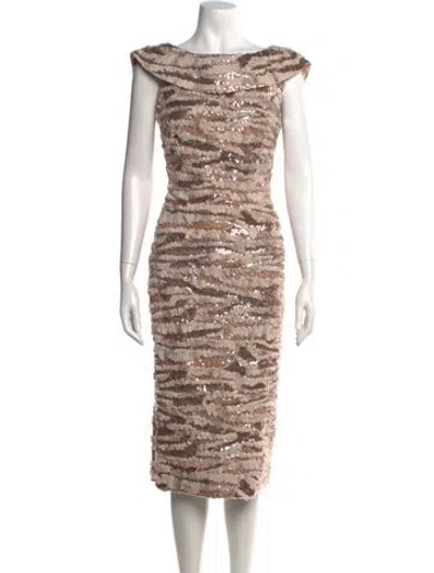 Pre-owned Elie Saab Silk Knee-length Dress W/ Tags In Neutral