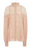 Elie Saab Silk-lace Embroidered Top In Nude
