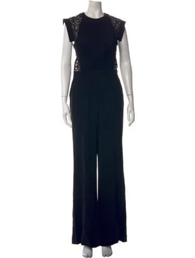 Pre-owned Elie Saab Silk Lace Pattern Jumpsuit In Black