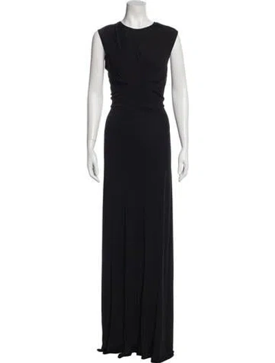 Pre-owned Elie Saab Silk Long Dress In Black