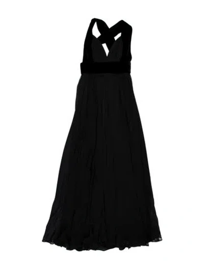 Pre-owned Elie Saab Silk Long Dress In Black
