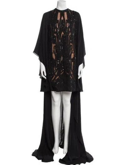 Pre-owned Elie Saab Silk Long Dress In Black