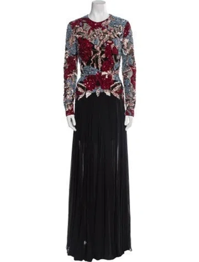 Pre-owned Elie Saab Silk Long Dress In Black