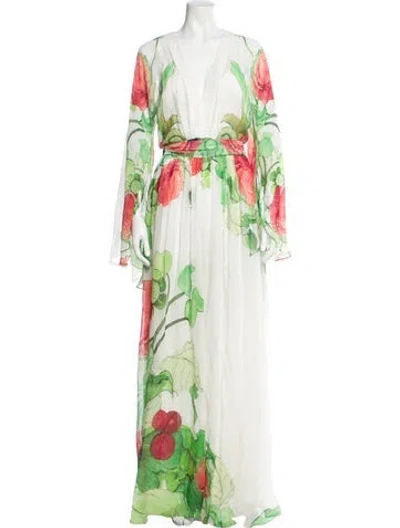 Pre-owned Elie Saab Silk Long Dress In Green