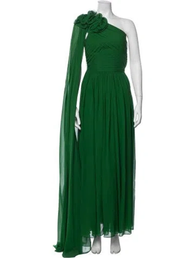 Pre-owned Elie Saab Silk Long Dress In Green