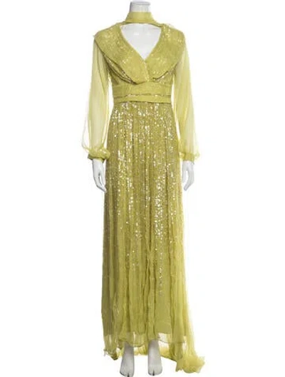 Pre-owned Elie Saab Silk Long Dress In Green