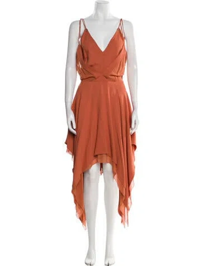 Pre-owned Elie Saab Silk Long Dress In Orange