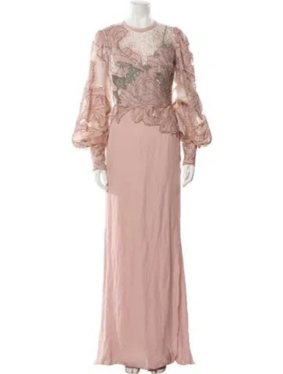 Pre-owned Elie Saab Silk Long Dress In Pink