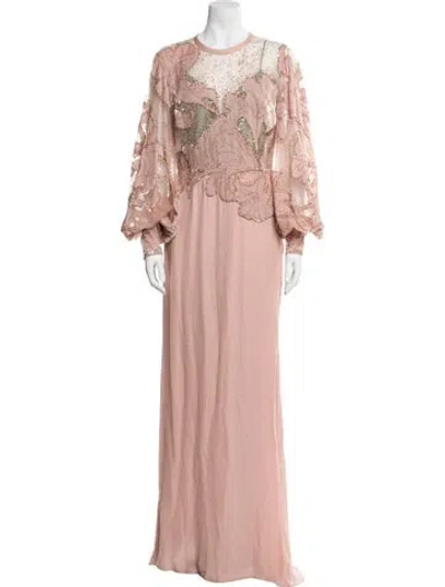 Pre-owned Elie Saab Silk Long Dress In Pink