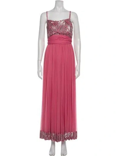 Pre-owned Elie Saab Silk Long Dress In Pink