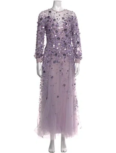 Pre-owned Elie Saab Silk Long Dress In Purple