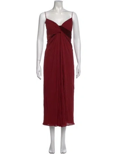 Pre-owned Elie Saab Silk Long Dress In Red