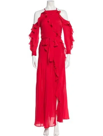 Pre-owned Elie Saab Silk Long Dress In Red