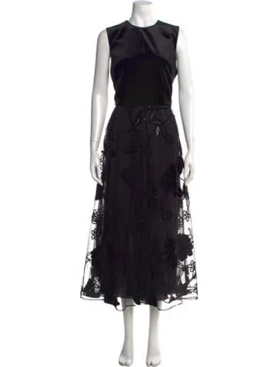 Pre-owned Elie Saab Silk Long Dress W/ Tags In Black