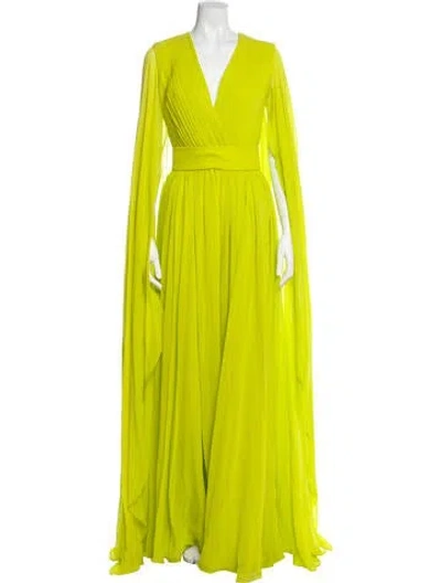 Pre-owned Elie Saab Silk Long Dress W/ Tags In Green