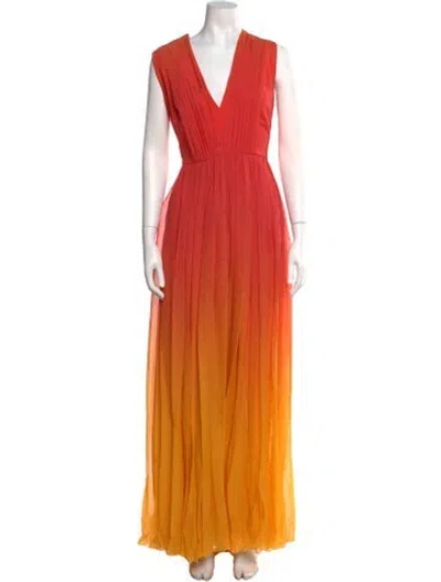 Pre-owned Elie Saab Silk Long Dress W/ Tags In Orange
