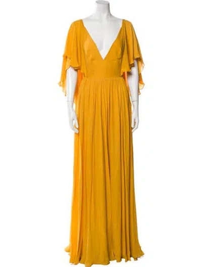 Pre-owned Elie Saab Silk Long Dress In Yellow