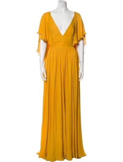 Pre-owned Elie Saab Silk Long Dress In Yellow