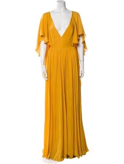 Pre-owned Elie Saab Silk Long Dress In Yellow