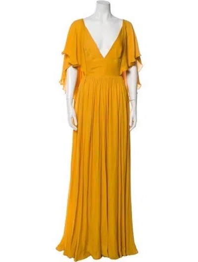 Pre-owned Elie Saab Silk Long Dress In Yellow