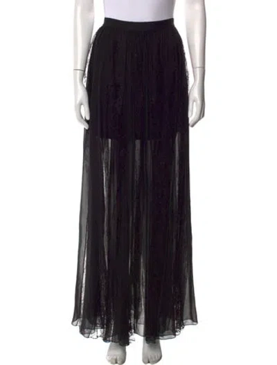 Pre-owned Elie Saab Silk Long Skirt In Black