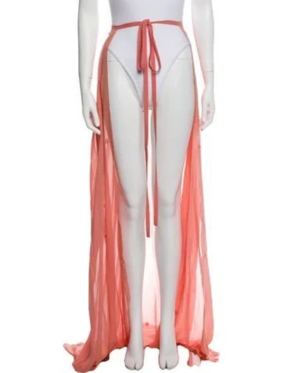 Pre-owned Elie Saab Silk Long Skirt In Orange