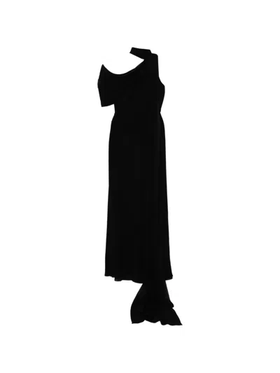 Elie Saab Silk Maxi Dress In Black