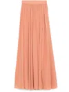 Elie Saab Pleated Silk Midi Skirt In Pink