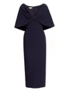 Elie Saab Silk Midi Dress In Blue